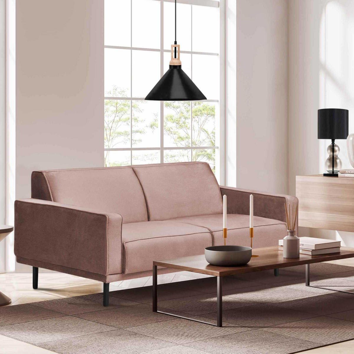 EINZELSOFA BARO 2-Sitzer,Pink - Pink, Holz/Textil (150/71/81cm) - KONSIMO®