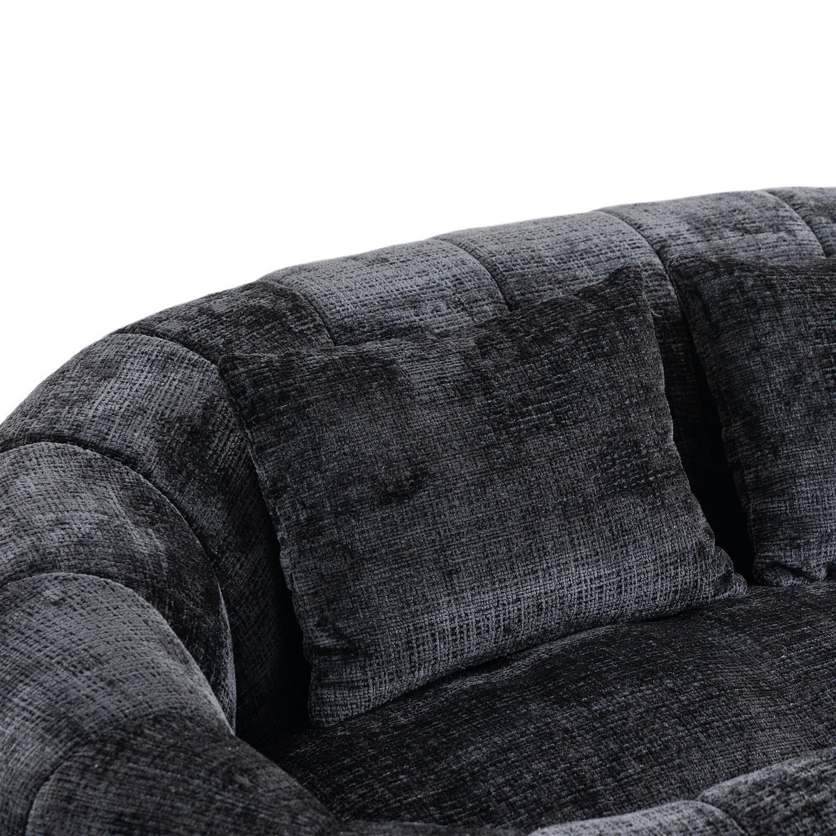 SITZSACK Chenille Schwarz mit Armlehnen - Schwarz, Textil (95/63/145cm) - WISHDOR