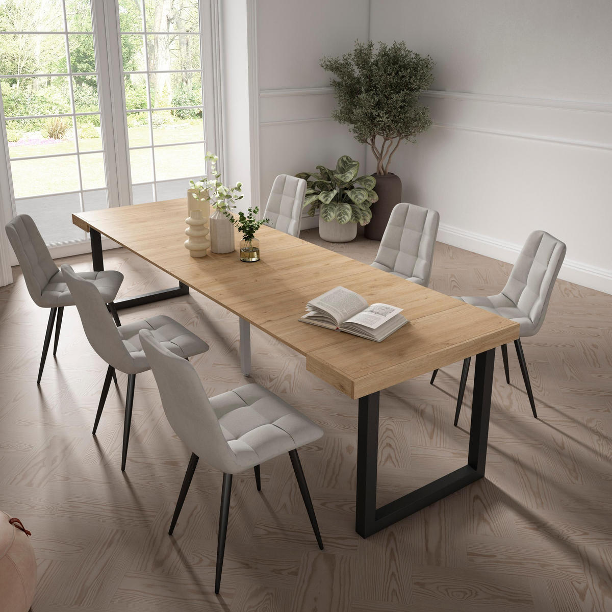 KONSOLENTISCH ausziehbar 58 bis 302cm, für 14 Gäste, eiche, 90/58/73cm - Eichefarben, Holzwerkstoff (90/302/73cm) - Skraut Home