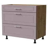 SCHUBLADENUNTERSCHRANK Bari D3/90 Eiche Artisan / RAL 4009 pastellviolett 90 / 50 / 82cm REJS Vollauszug - Violett/Eiche Artisan, Holz/Holzwerkstoff (90/82/50cm) - Feldmann-Wohnen