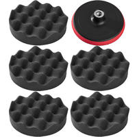 POLIERSCHWAMM 6er Set, Befestigung mit Klettverschluss,schwarz - Schwarz, Kunststoff (15/15/29cm) - tectake