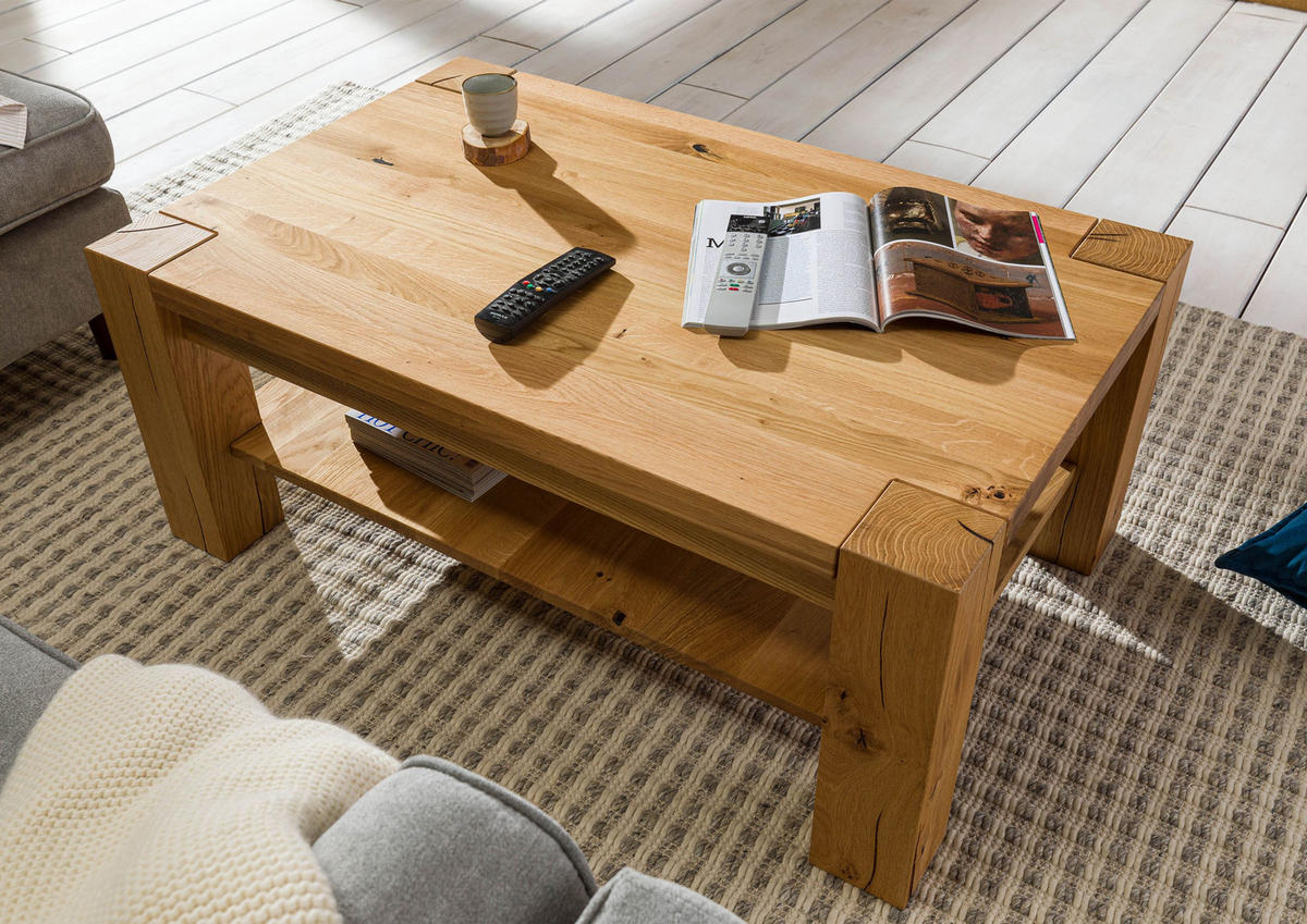 COUCHTISCH Wildeiche 110x70x45 natur geölt KENT #115 - Braun, Holz (110/70/45cm) - Massivmoebel24
