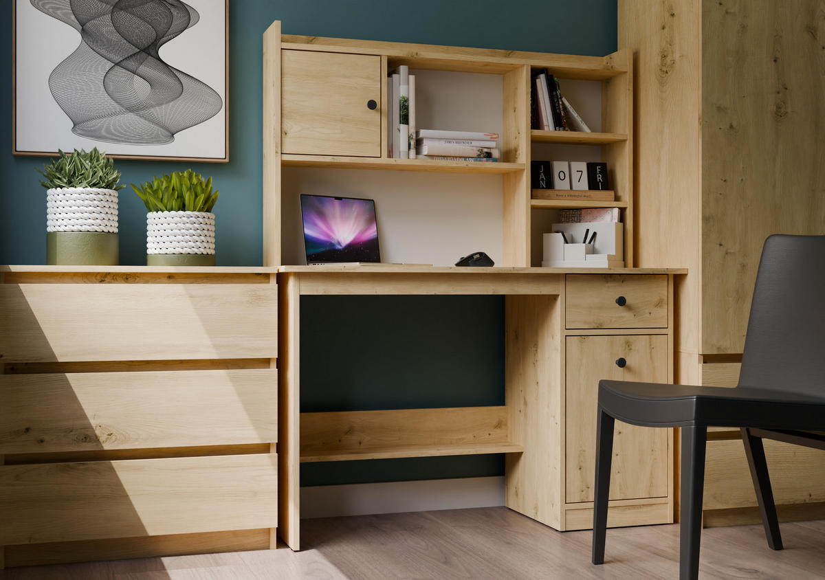 REGAL-SCHREIBTISCH Artisan Eiche 114/70/18 - Eiche Artisan, Holzwerkstoff (18/114/70cm) - RAUMHIRSCH FURNITURE