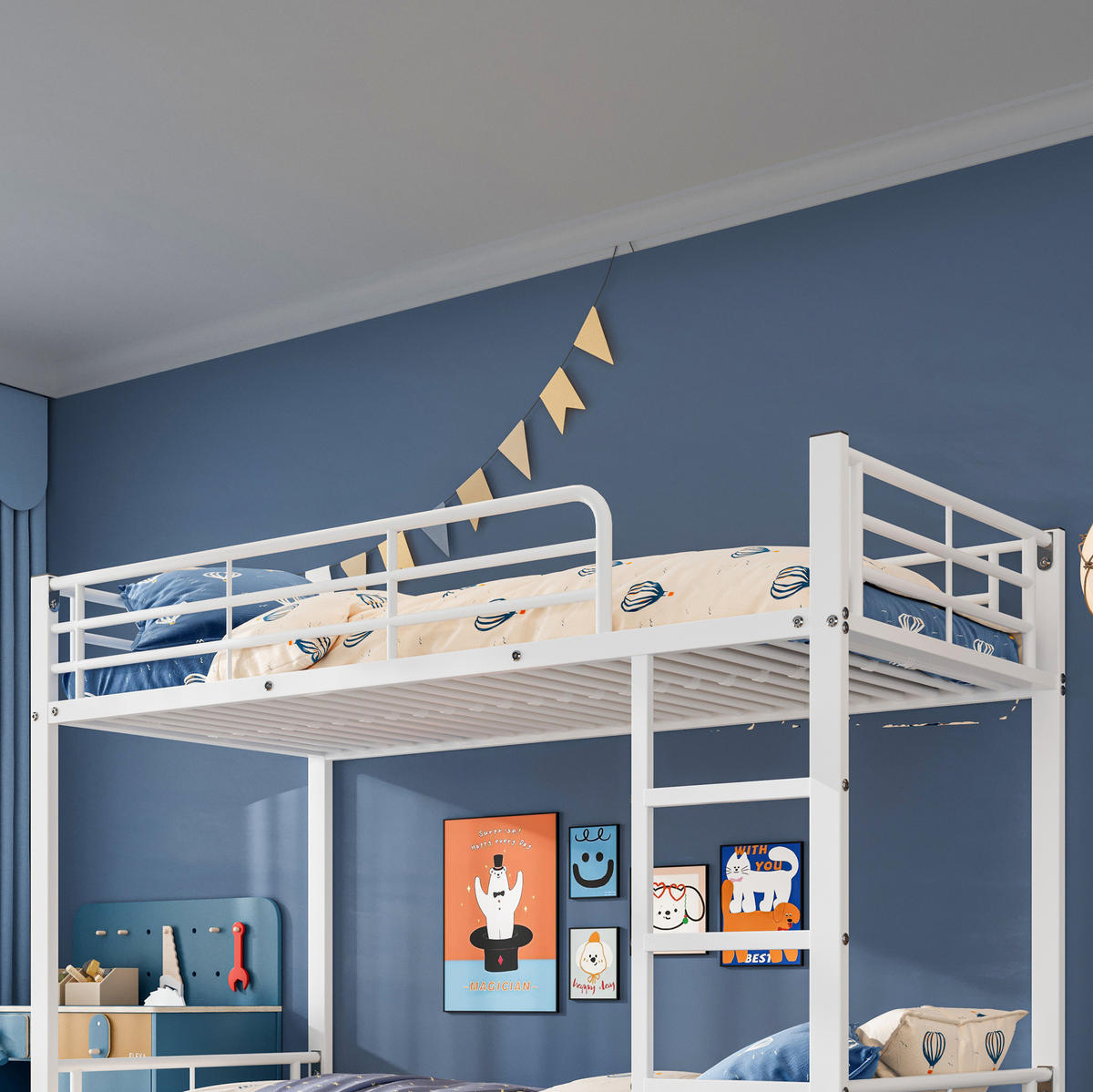 ETAGENBETT mit Ausziehbett 90x200 cm und 90x190 cm Metall Weiß - Weiß, Metall (90/200cm) - Beauniv