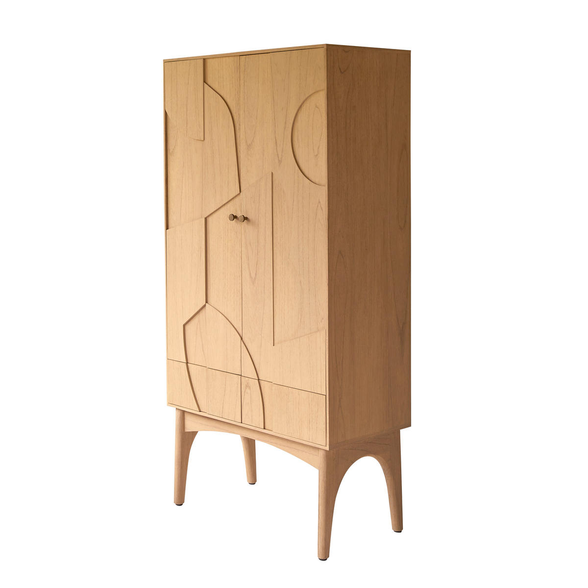SCHRANK Otho Natur aus Helles Mindiholz - Naturfarben, Holz (90/180/45cm) - Tikamoon