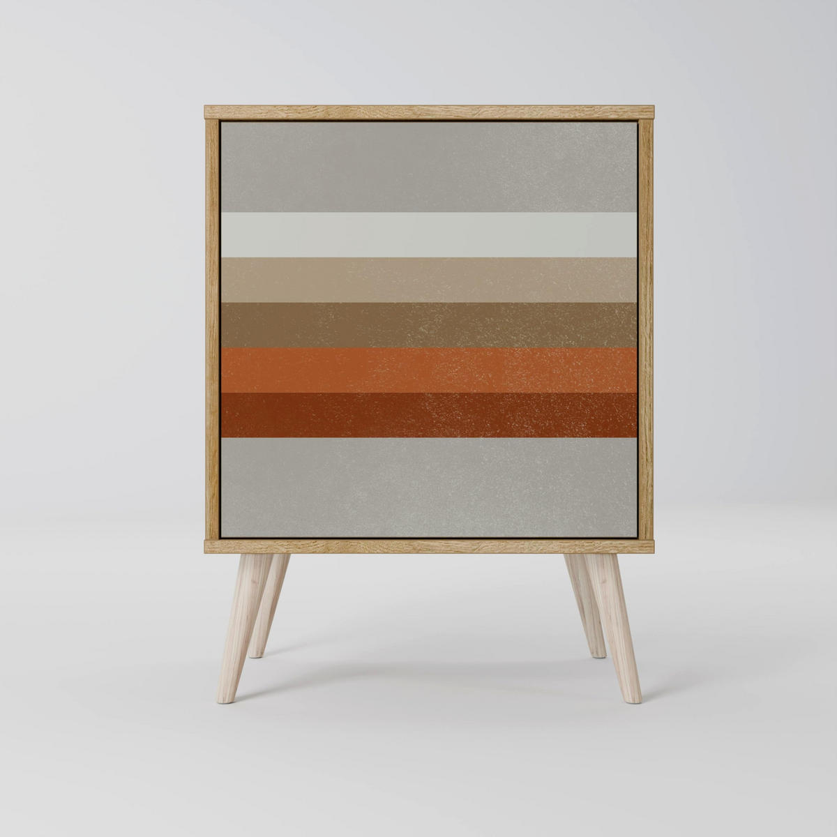 SIDEBOARD PECULIAR TRAIL, Grau, 57,5x42x67,5 cm, Schwarze Metall-Rahmenfüße - Multicolor/Schwarz, Holzwerkstoff/Metall (57.5/67.5/42cm) - SpaceRebels