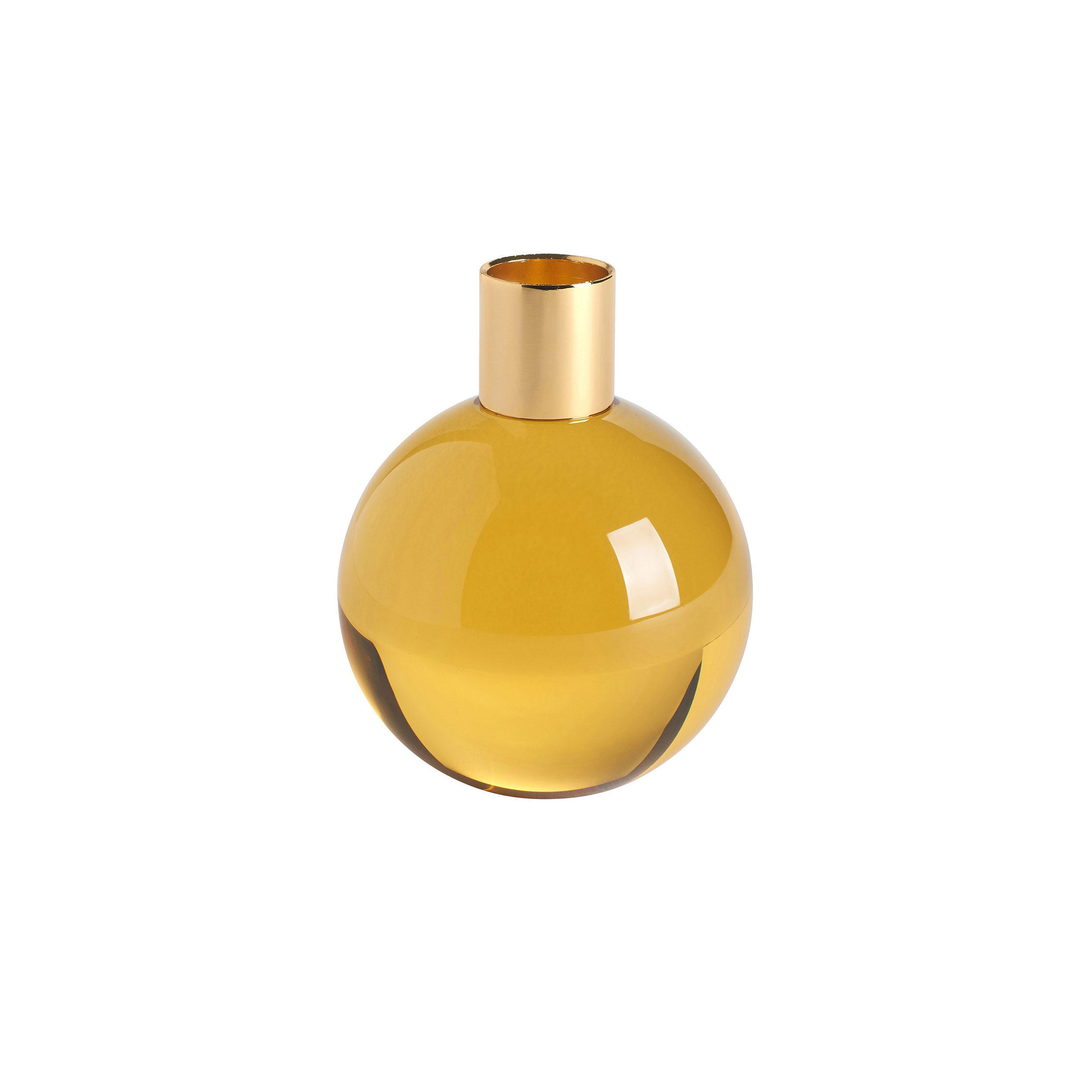 KERZENHALTER Dioptrics, Kugel, Kristallglas, Gelb, H 9.5 cm - Gelb, Glas (13/12/12cm) - Gift Company