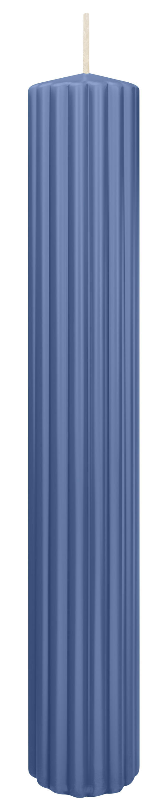 RILLEN KERZEN Graublau 300 x Ø 45 mm, 4 Stück - Blaugrau, Paraffin (8/15/15cm) - Wiedemann Kerzen