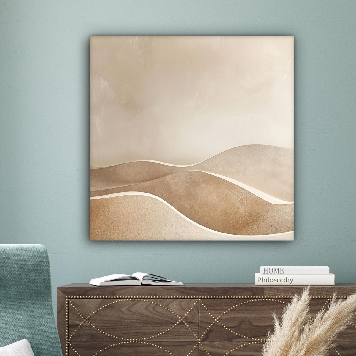 LEINWANDBILD Beige - Natur - Abstrakt - Modern Deko Groß 90x90 cm - Beige, Textil (90/90cm) - MuchoWow