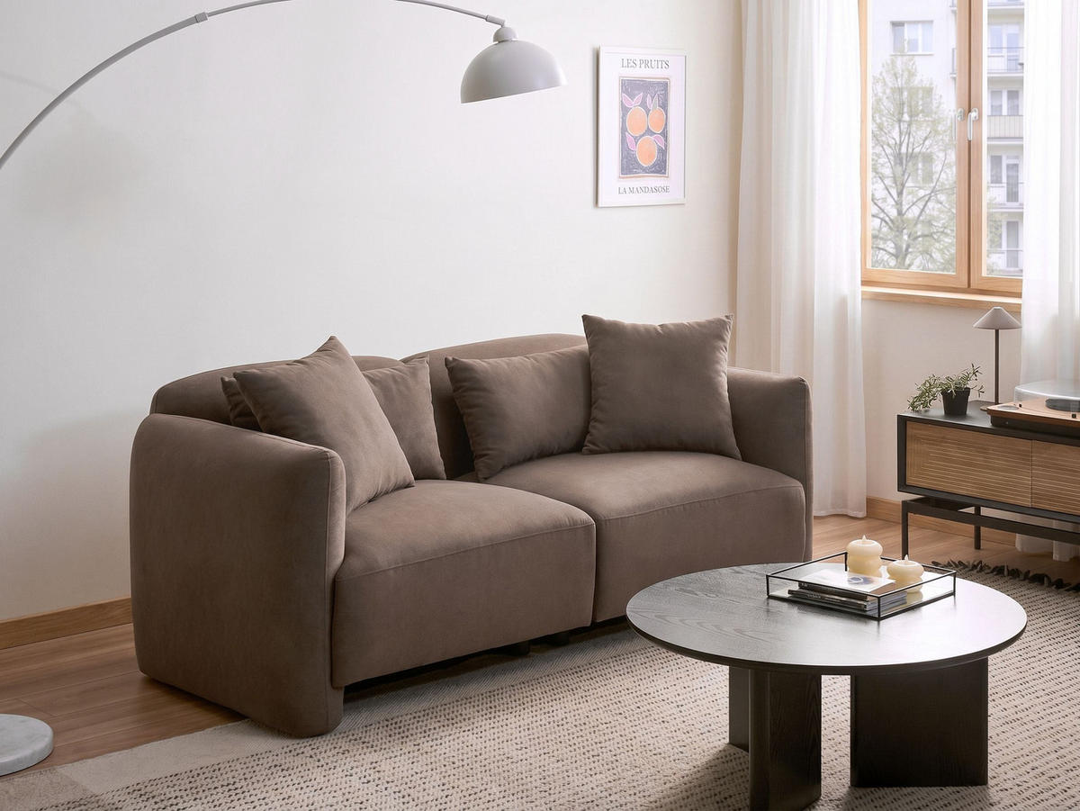 POHOVKA 3-místná Látka Hnědá Ekenes - hnědá, textil (182/72/90cm) - Beliani