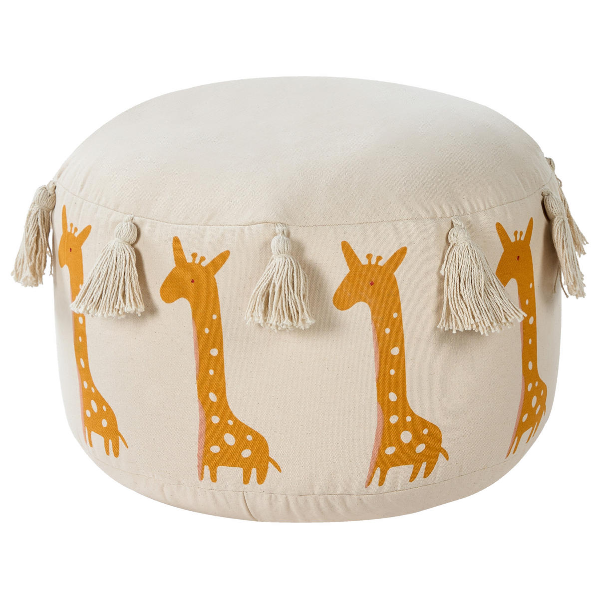 KINDERHOCKER Beige Kartee - Beige/Gelb, Naturmaterialen (45/25/45cm) - Beliani