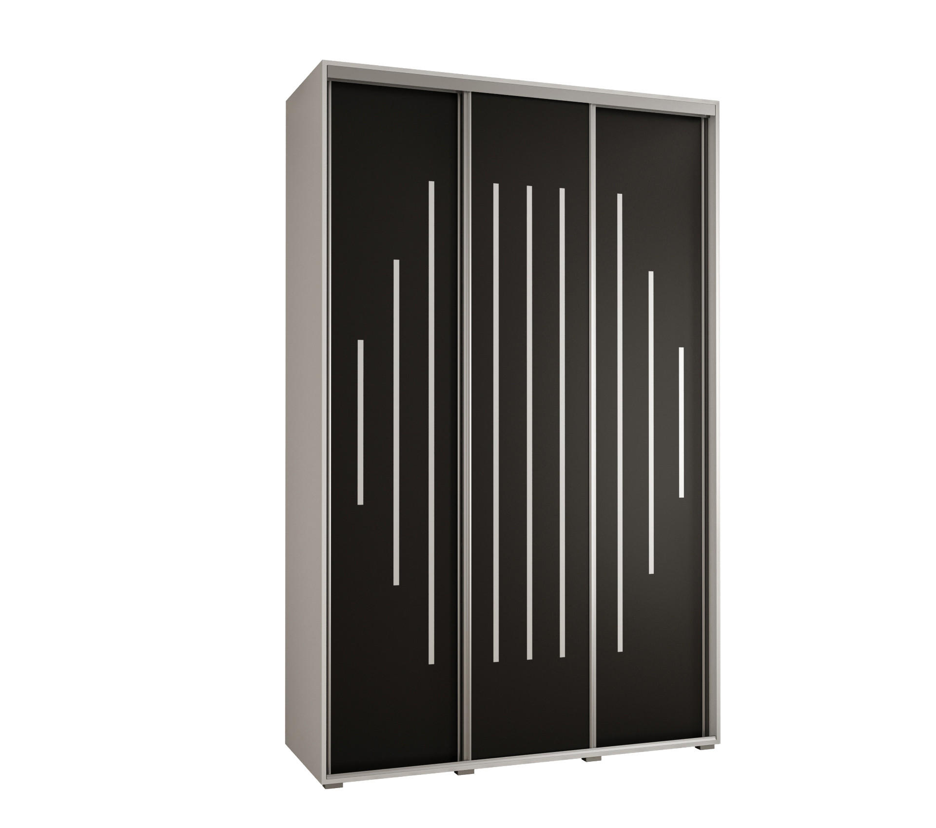 Abiks Möbel Schwebetürenschrank Weiß, Schwarz, Silber 150x235x60 cm