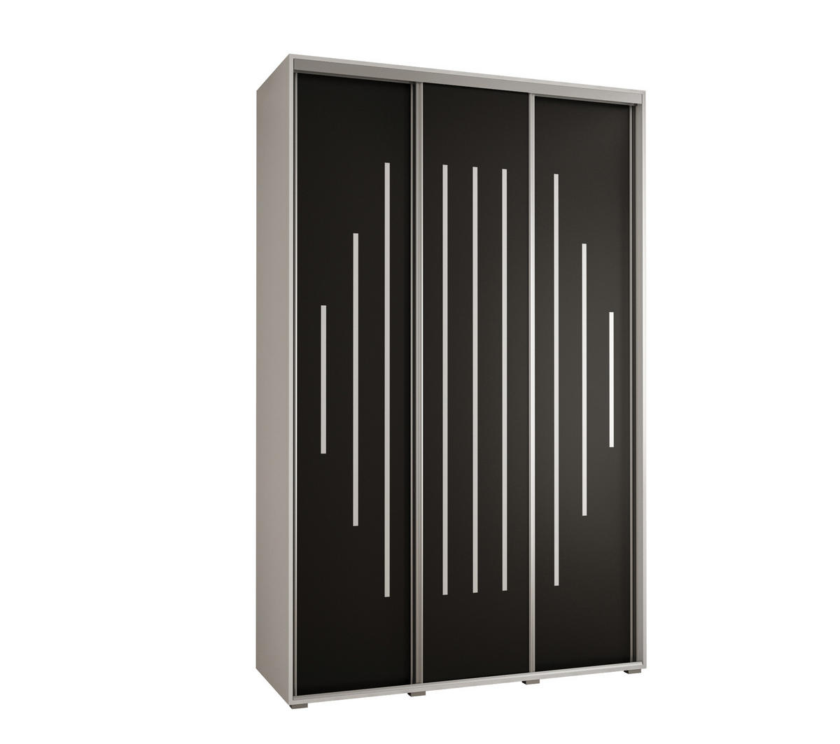 SCHWEBETÜRENSCHRANK 235,2/150/45 3-türig - Silberfarben/Schwarz, Holz/Metall (150/235/45cm) - Abiks Möbel