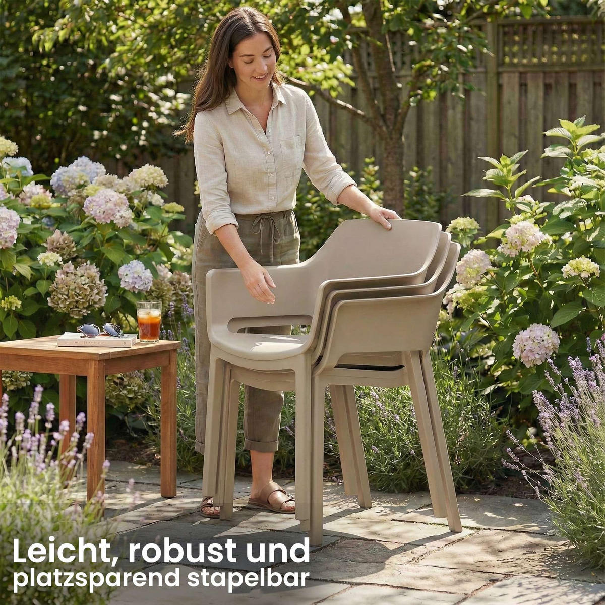 GARTENSTUHL Kunststoff Taupe - Taupe, Kunststoff (60/90/65cm) - CLP