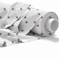 BAUMWOLLSTOFF Stardust 160 cm breit, 145 g/m², hellgrau mit weißen Sternen, robuste Baumwoll-Leinwand - Hellgrau, Textil (160/100cm) - Dreamroots