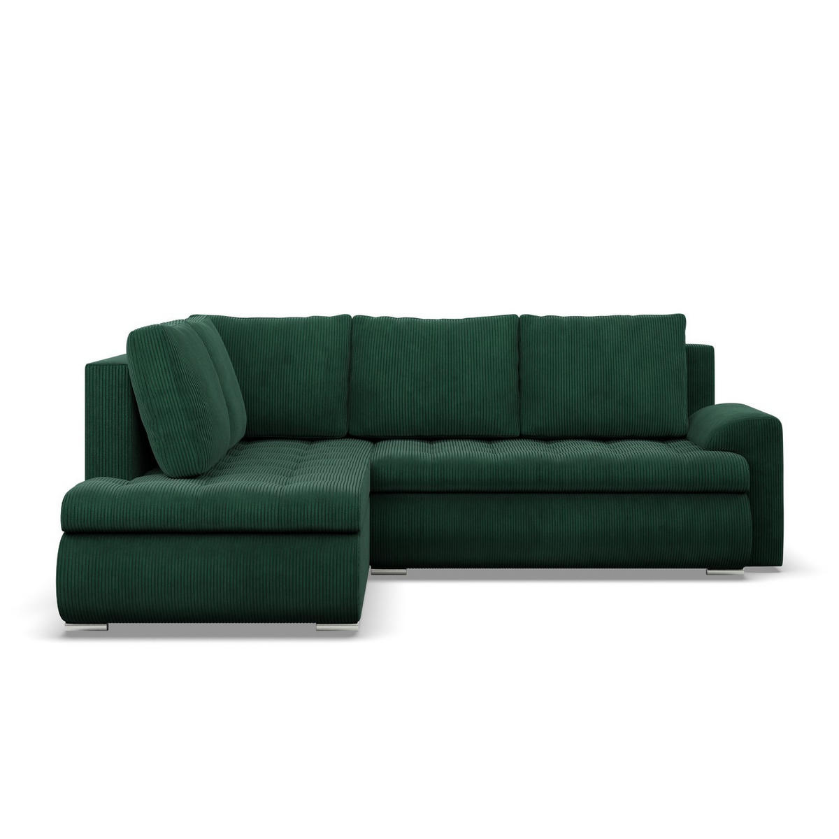 ECKSOFA LINKS MIT SCHLAFFUNKTION FORESTA, Cord - Dunkelgrün - Grün, Textil (230/200cm) - Mebligo