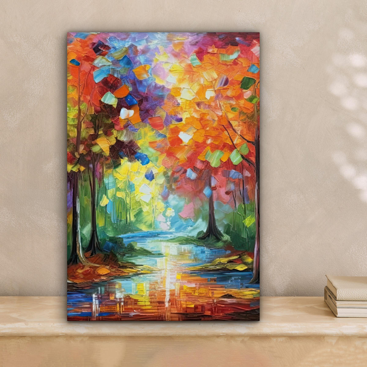 LEINWANDBILD Landschaft - Wald - Farben - Natur Deko Wohnzimmer 20x30 cm - Multicolor, Textil (20/30cm) - MuchoWow