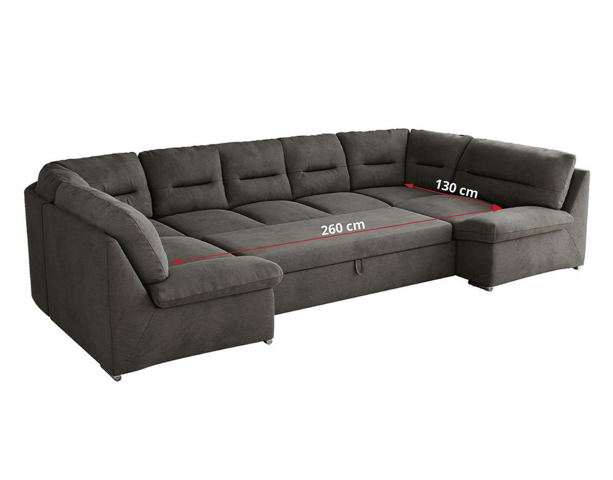 WOHNLANDSCHAFT COMODO U Dunkelgrau Velvet - Dunkelgrau/Silberfarben, Textil/Metall (340/93/206cm) - MKS