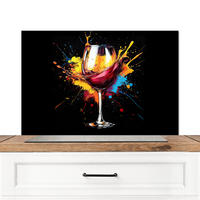 SPRITZSCHUTZ KÜCHE Wein - Glas - Graffiti - Getränk - Rot - Farbe 80x55 cm - Weinrot, Metall (80/0.3/55cm) - MuchoWow