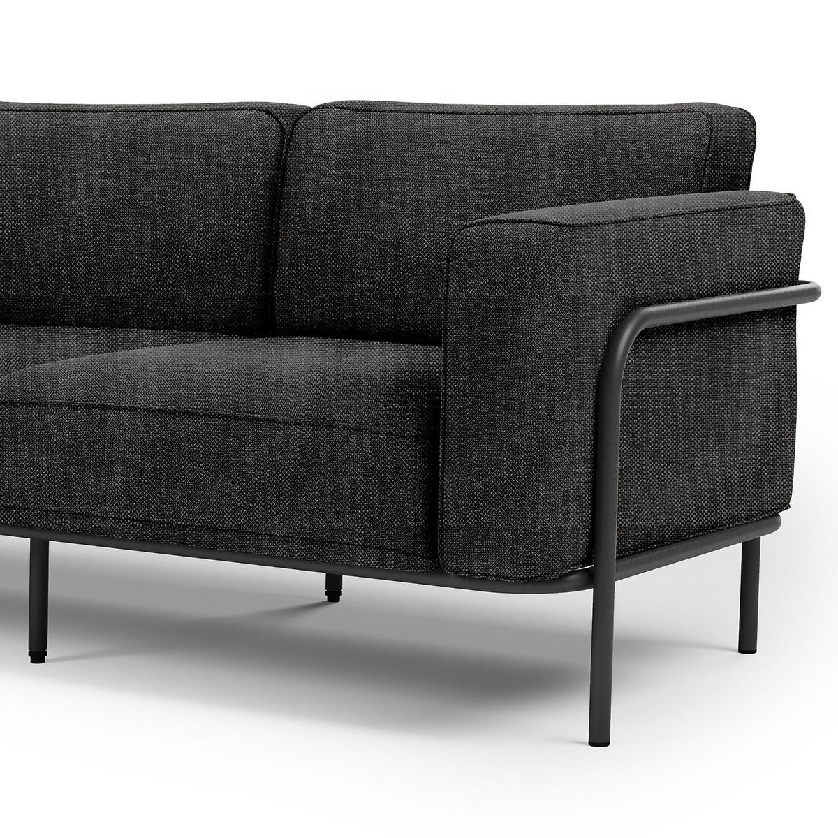 OUTDOOR-ECKSOFA - Schwarz, Textil/Metall (247/76/247cm) - home24