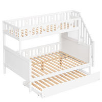ETAGENBETT 90/200 / 140/200 cm DE-01170, in Weiß, mit Sicherheitstreppe und Rollbett - Weiß, Holz (140/200cm) - ComfortXL