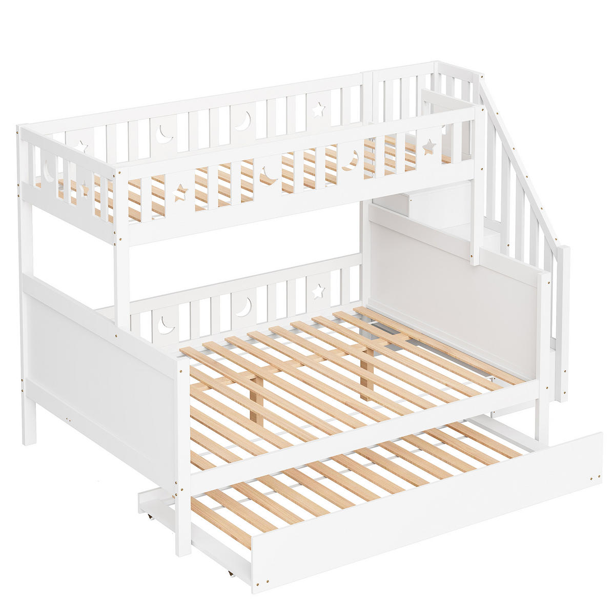 ETAGENBETT 90/200 cm mit Stauraum und Sicherheitsleiter weiß - Weiß, Holz (90/200cm) - OKWISH