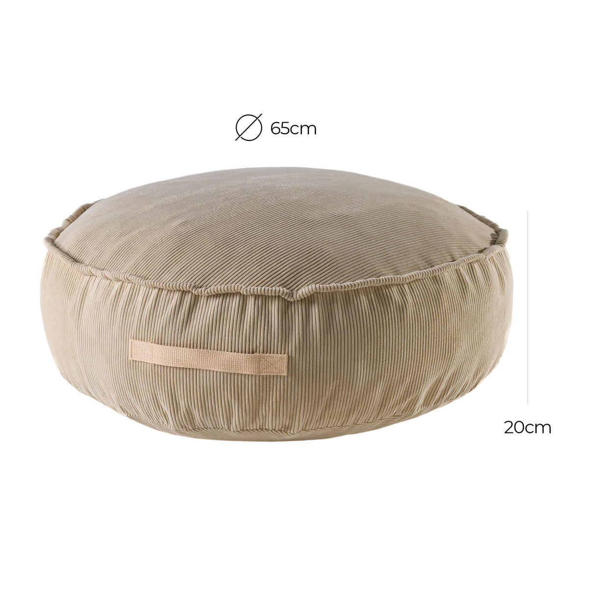SITZPOUF für Kinder, Rund, Kord, Sand - Beige, Textil (65/20/65cm) - MeowBaby