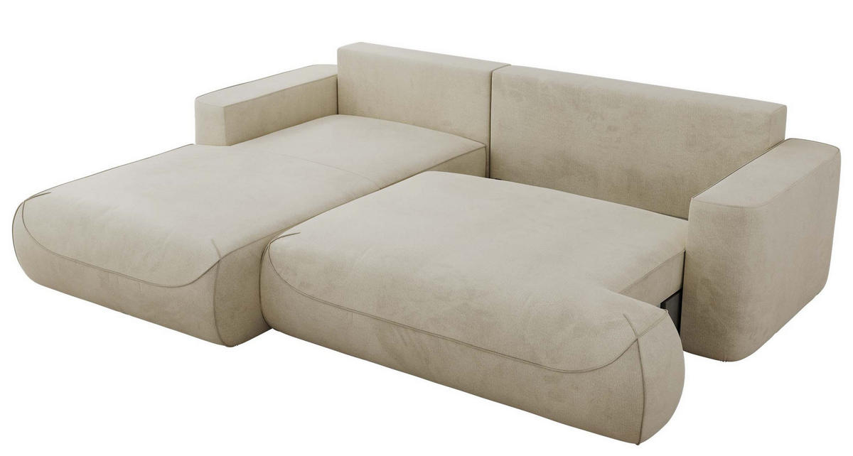 ECKSOFA OVO L Beige Velvet - Links Seite - Beige/Schwarz, Kunststoff/Textil (271/195cm) - MKS