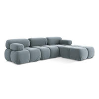 ECKSOFA Beidseitig Samt Stoff Blau - Blau/Schwarz, Kunststoff/Textil (285/191cm) - Makamii