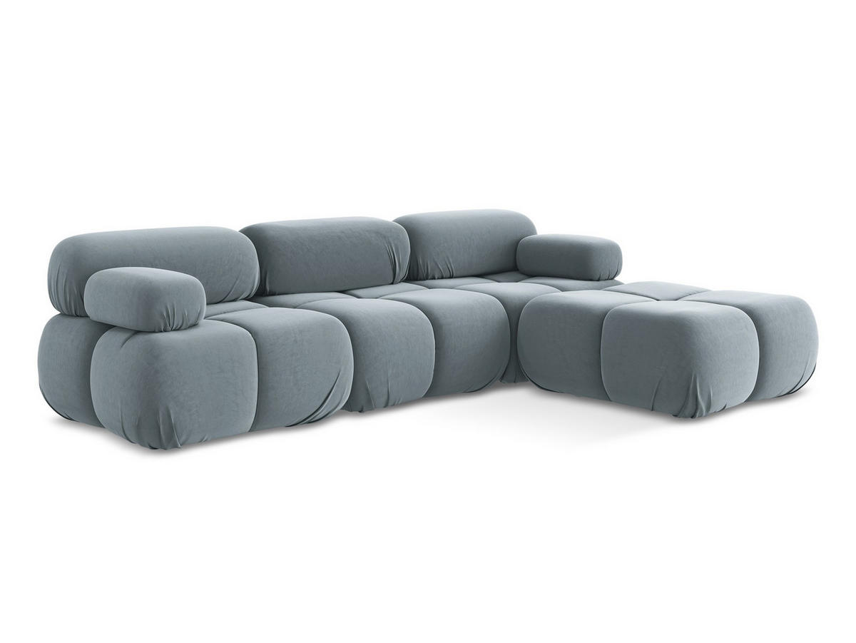 ECKSOFA Beidseitig Samt Stoff Blau - Blau/Schwarz, Kunststoff/Textil (285/191cm) - Makamii