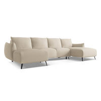 WOHNLANDSCHAFT Chenille Stoff Beige - Beige/Schwarz, Textil/Metall (317/86/162cm) - Makamii