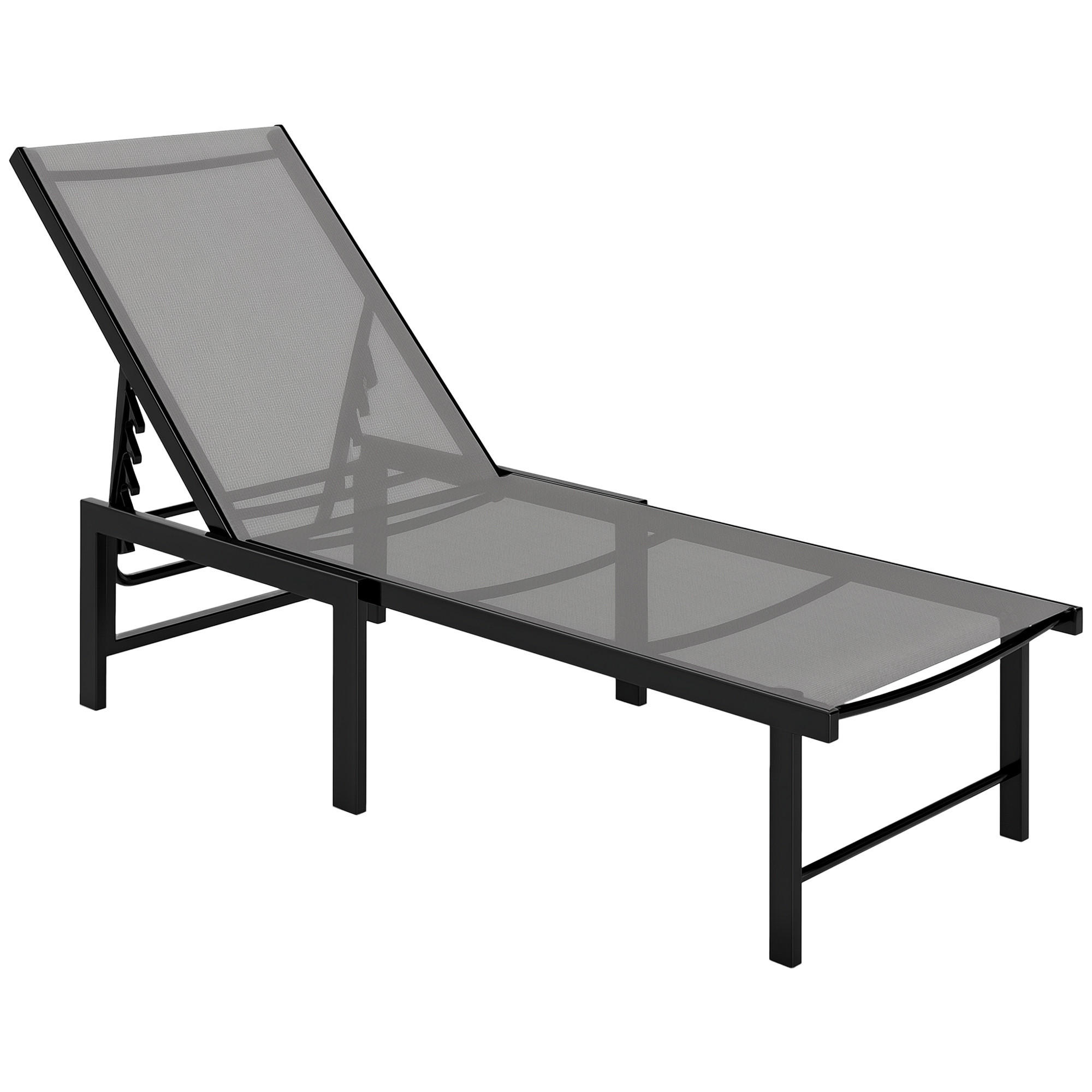 SONNENLIEGE Verstellbare Gartenliege mit 5-fach verstellbarer Rückenlehne und Stahlrahmen 166 x 60 x 84 cm ,Grau - Grau, Metall (60/84/166cm) - Vallsero