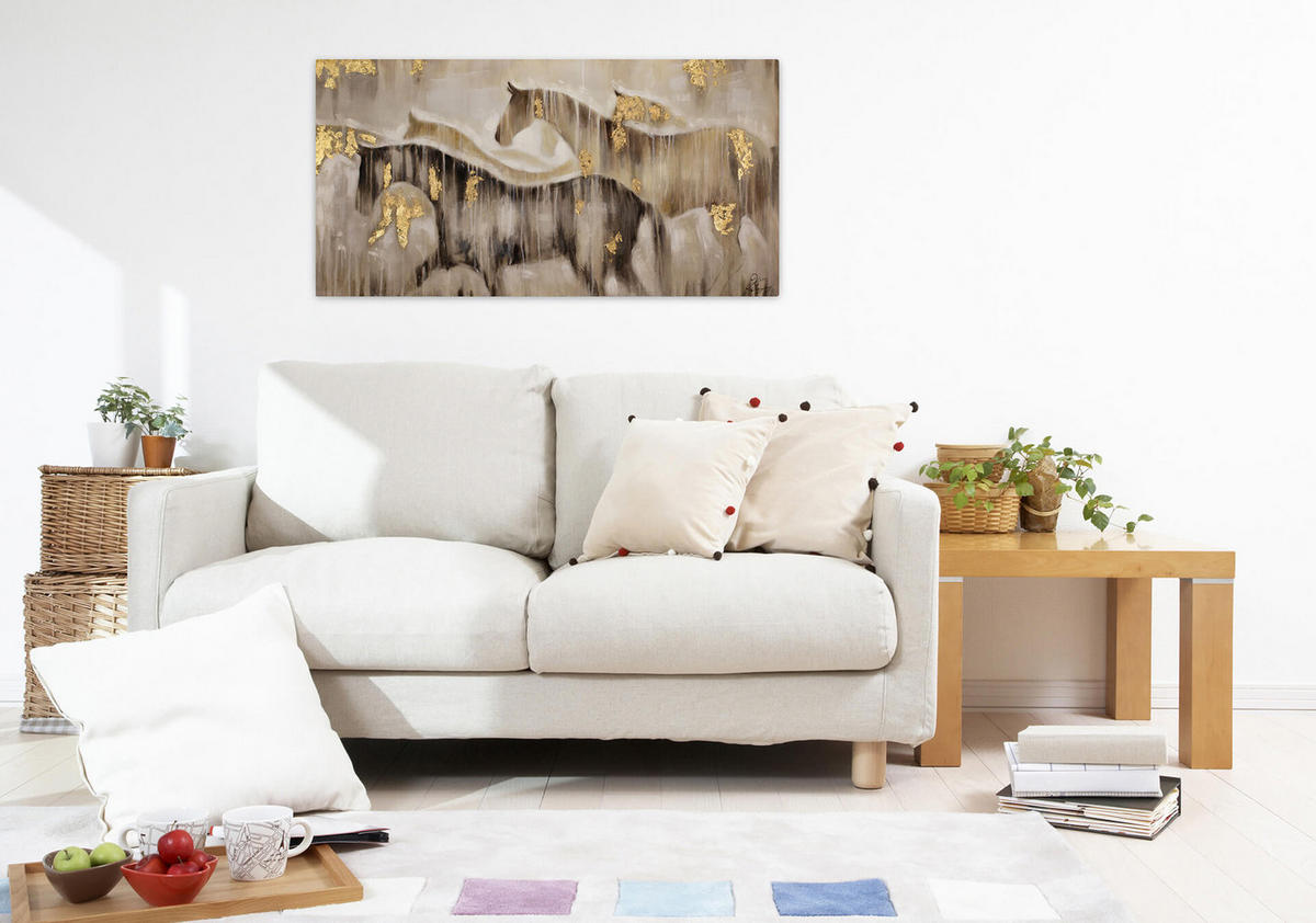 ACRYLBILD HANDGEMALT 120/60 cm - Beige/Braun, Holz/Textil (1.78/60cm) - KUNSTLOFT