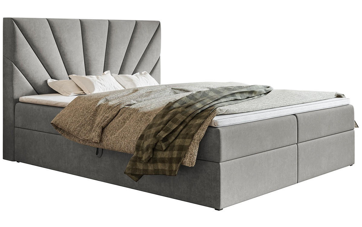 BETT Grau FOX 6 Kontinental 180x200 cm - Grau, Textil (180/200cm) - Sepro Meble
