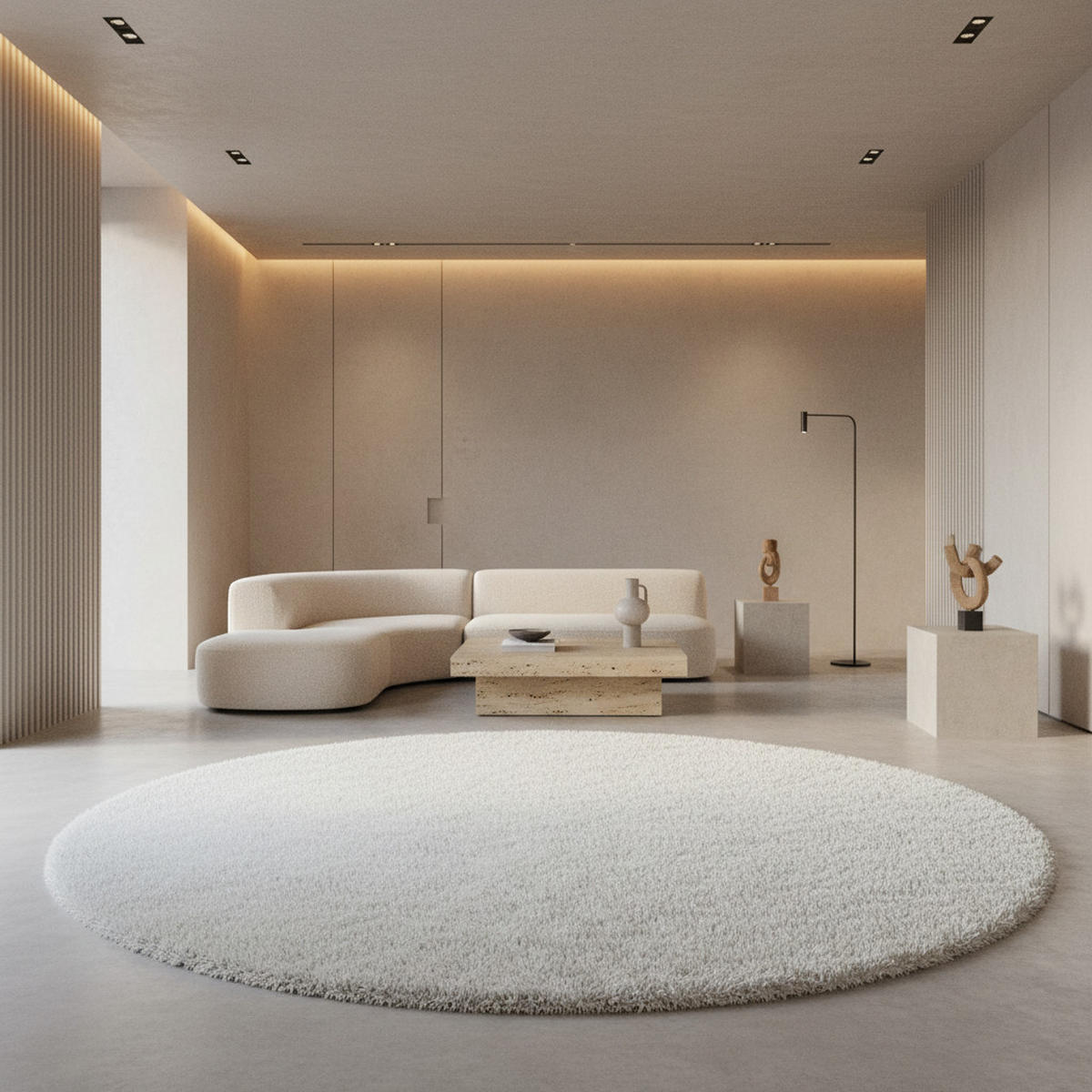 TEPPICH Hochflor Shaggy Uni-Look Polypropylen Wohnzimmer Weiß Rund 200x200 - Weiß, Textil (200/200cm) - KADIMA DESIGN