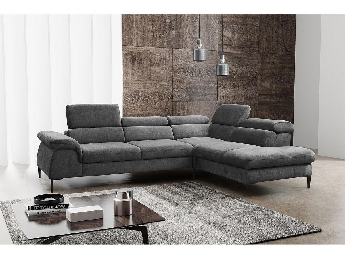 ECKSOFA mit Schlaffunktion - Ecke Rechts - Stoff - Anthrazit - SEPINA - Anthrazit, Textil (280/214cm) - Pascal Morabito