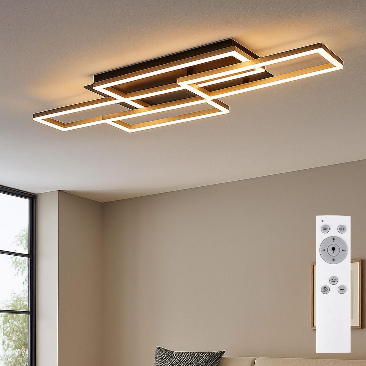LED DECKENLEUCHTE JEFFRY Anthrazit - Anthrazit, Metall (87.5/32.5/7.5cm) - Globo Lighting