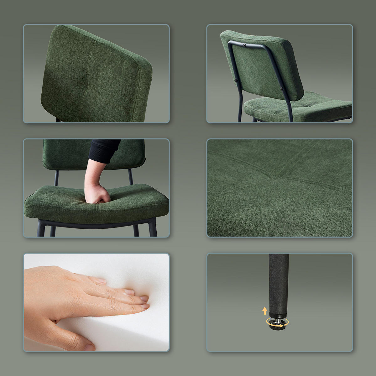 ESSZIMMERSTUHL mit Stoffbezug Grün 4er-Set - Rot, Textil (45.5/82/54cm) - Meubles Cosy