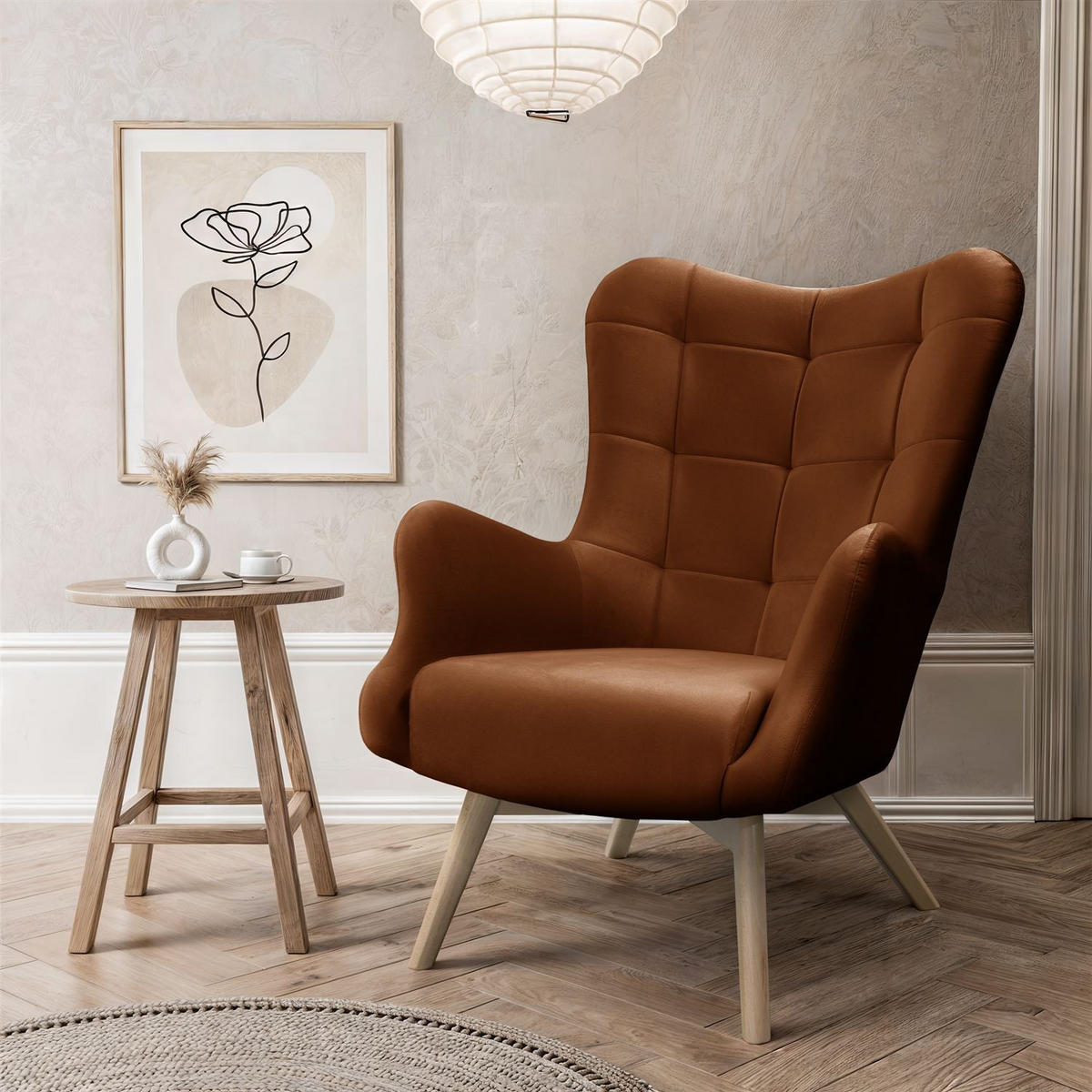 SESSEL SAND mit Buchenbeinen - Buchefarben/Braun, Textil (80/105/86cm) - Lookway