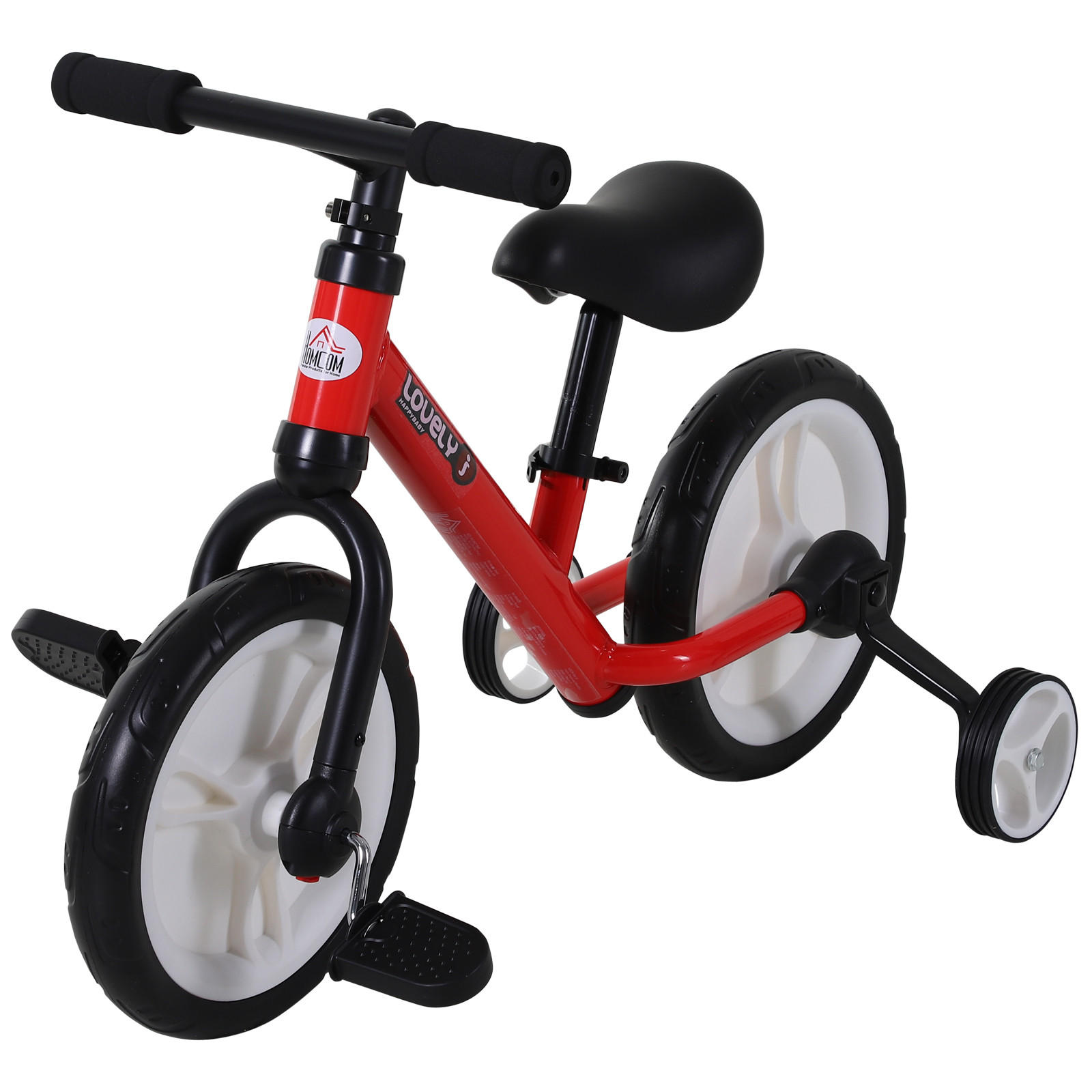LAUFRAD DE-18540 2-in-1 mit Pedalen & Stützrädern Rot - Rot, Metall (85/36/54cm) - ComfortXL