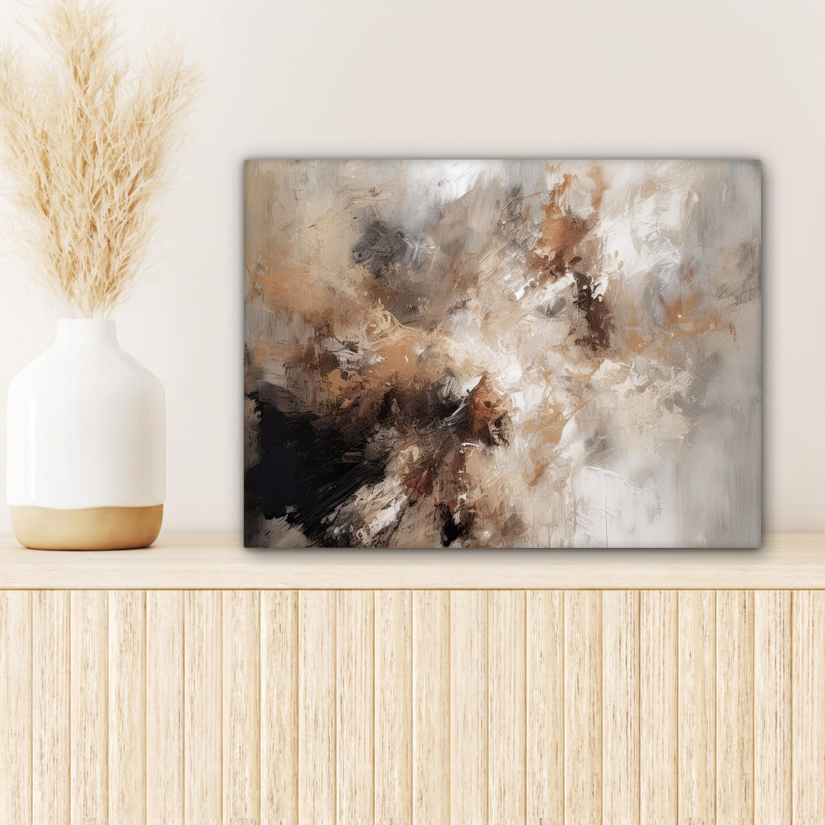 LEINWANDBILD - Farbe - Abstrakt - Beige - Kunst - 40x30 - Wanddeko - Greige, Textil (40/30cm) - MuchoWow