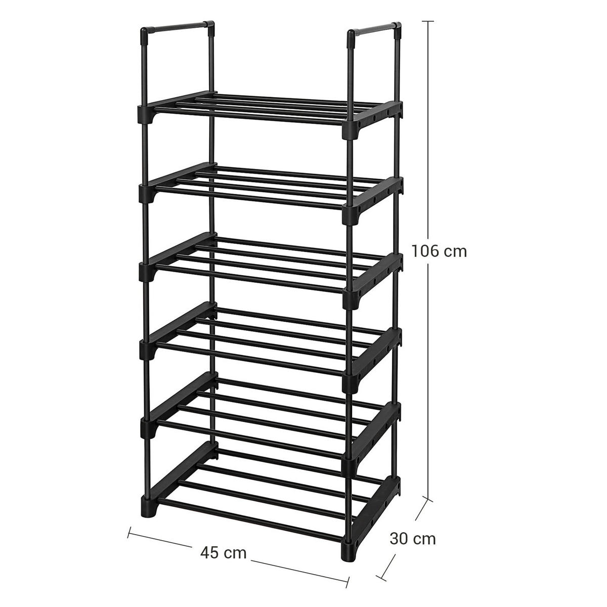 SCHUHREGAL, schwarz - Schwarz, Metall (45/106/30cm) - A2A Home