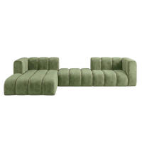 ECKSOFA Modulares In L-Form, Velvet-Stoff Riviera, Olive, Links, GRAND 319 cm - Olivgrün, Holz (319/175cm) - Kaiser Möbel