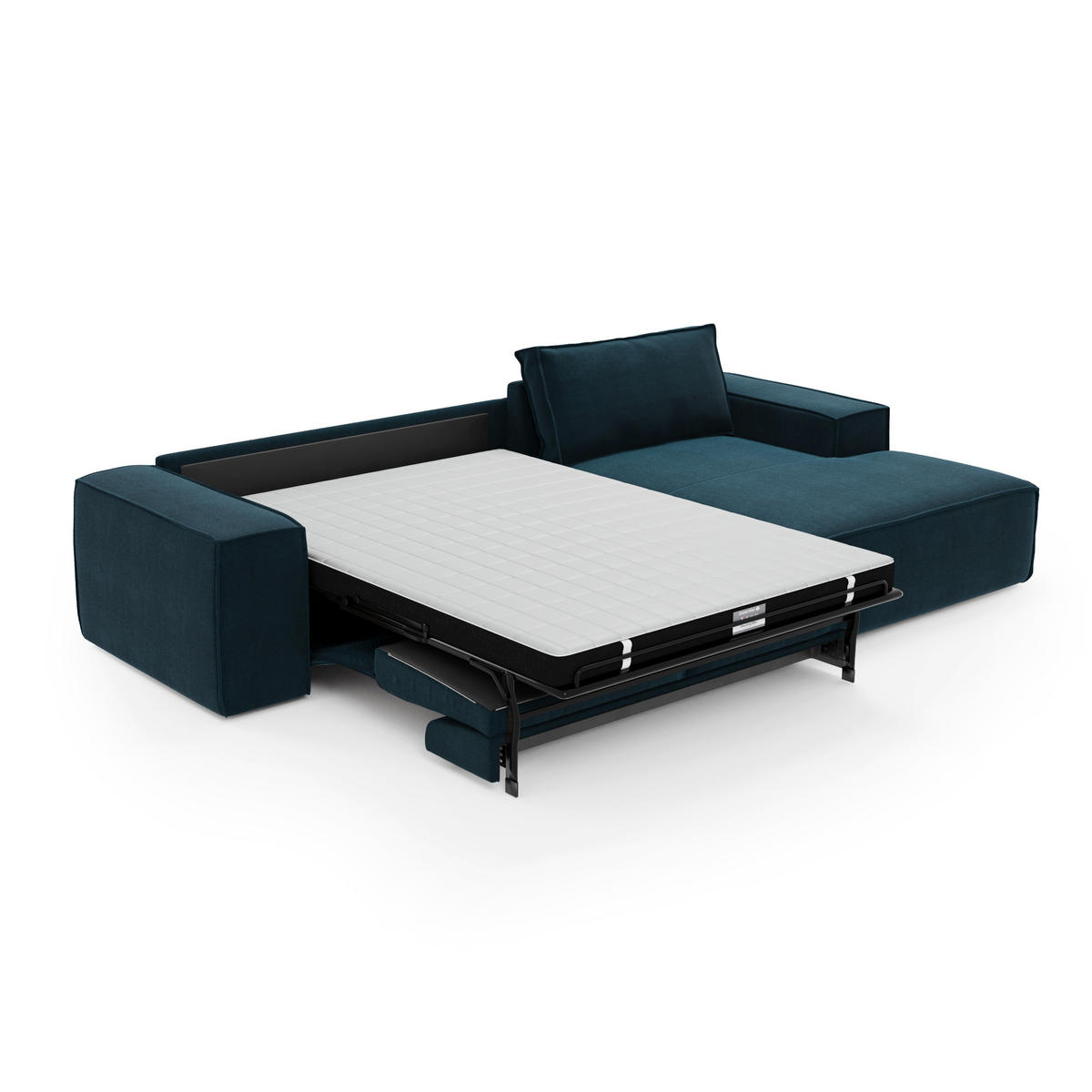 ECKSOFA RECHTS Samt Pfauenblau 302cm - Blau/Hellblau, Textil (302/165cm) - Sia Home