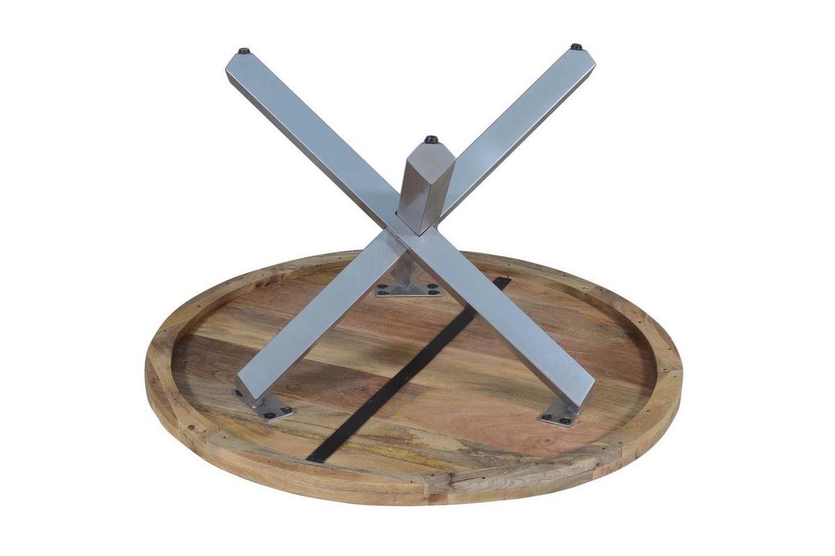 ESSTISCH RUNIS - Beige/Silberfarben, Holz/Metall (120/120/78cm) - SAM