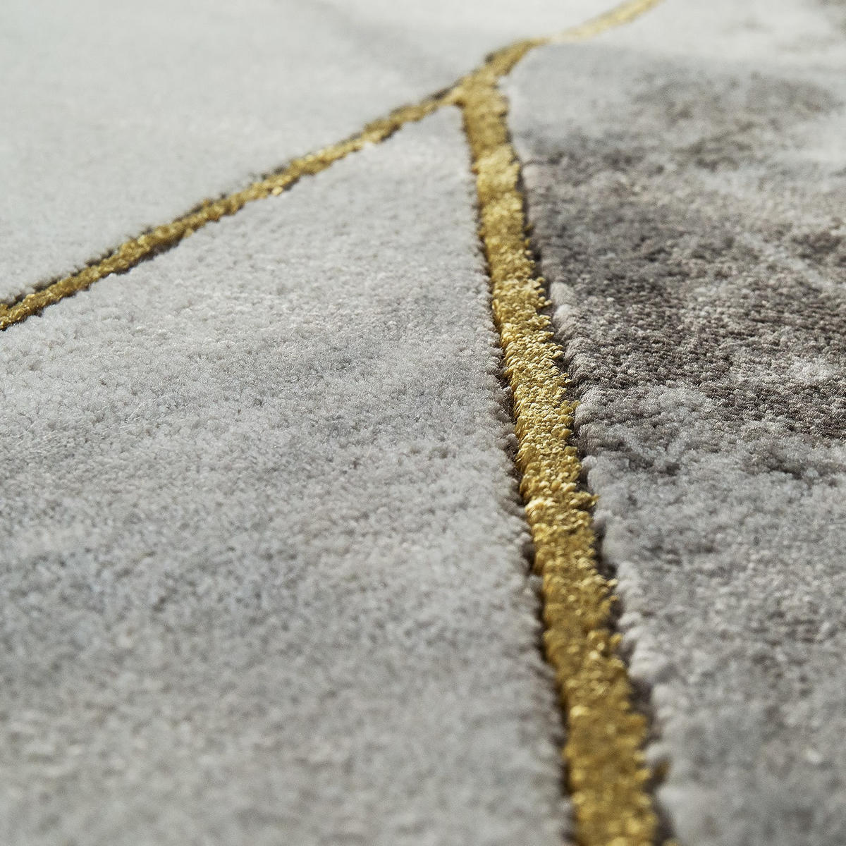 KURZFLORTEPPICH, in Marmoroptik, aus Polyproylen, Florhöhe 12 mm, Gold, 80 x 150 cm - Goldfarben, Textil (80/150cm) - KADIMA DESIGN