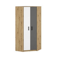 ECKSCHRANK Fini Artisan Eiche / weiß / anthrazit 82 / 82 / 191cm - Weiß/Braun, Holz/Holzwerkstoff (82/191/82cm) - Feldmann-Wohnen