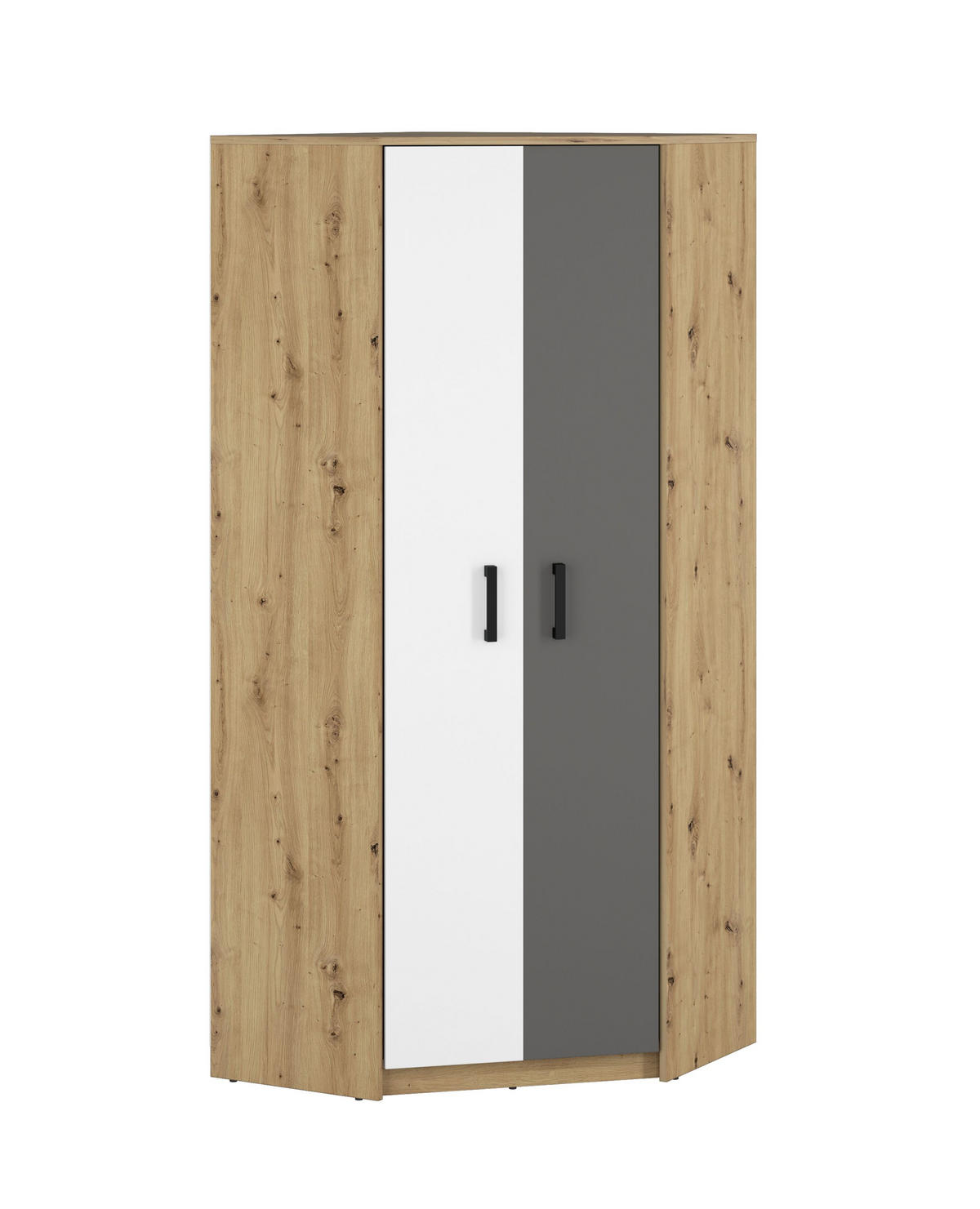 ECKSCHRANK Fini Artisan Eiche / weiß / anthrazit 82 / 82 / 191cm - Weiß/Braun, Holz/Holzwerkstoff (82/191/82cm) - Feldmann-Wohnen
