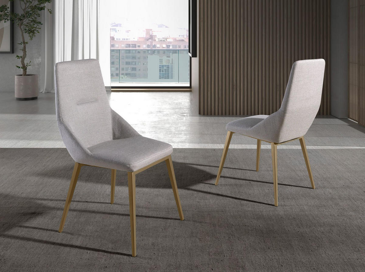 STUHL Hellgrauer Stoffstuhl 48/60/90 cm - Goldfarben/Hellgrau, Textil (48/90/60cm) - ANGEL CERDA