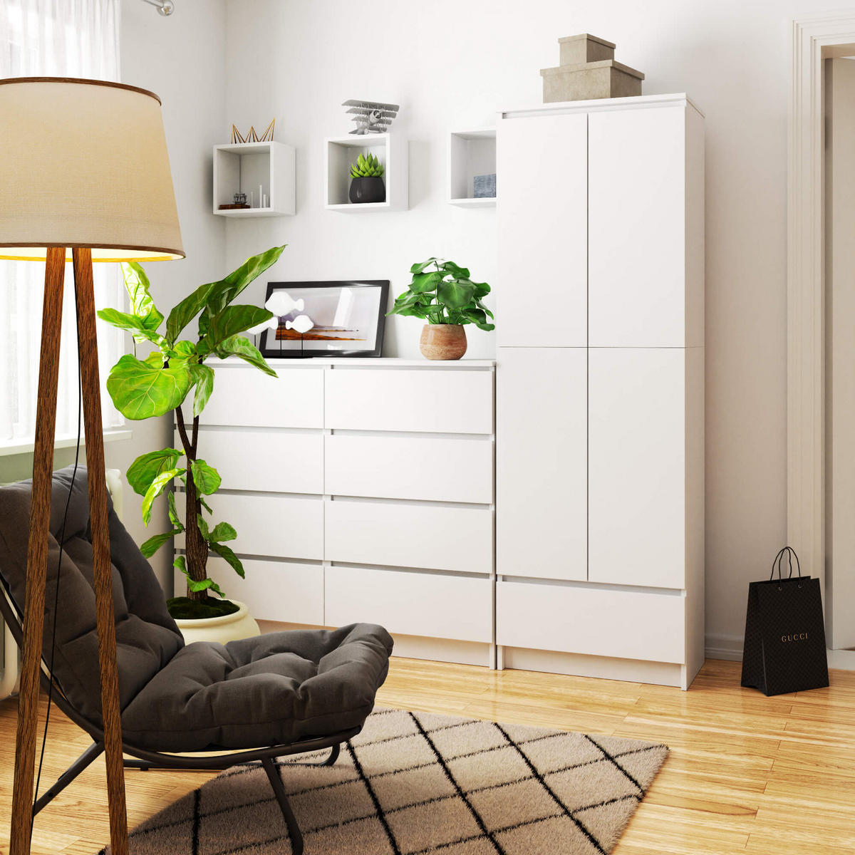 STANDREGAL Weiß 180/60/35 - Weiß, Holzwerkstoff (60/180/35cm) - RAUMHIRSCH FURNITURE